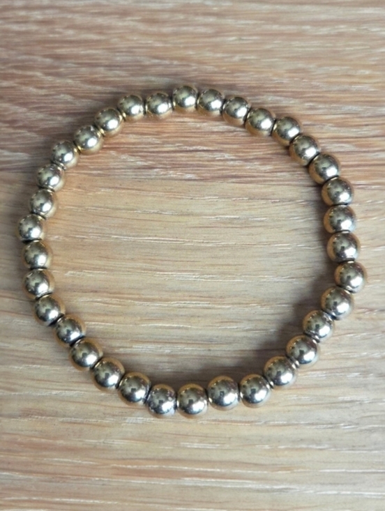 Hand Crafted Jewelry - Gold Hematite Beads Bracelet, Stretch, Hand Crafted